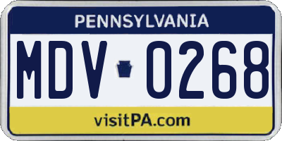 PA license plate MDV0268