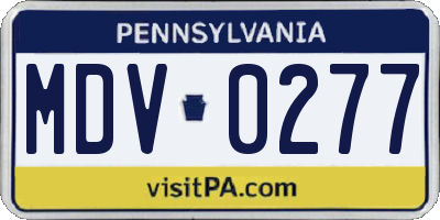 PA license plate MDV0277