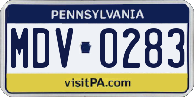PA license plate MDV0283