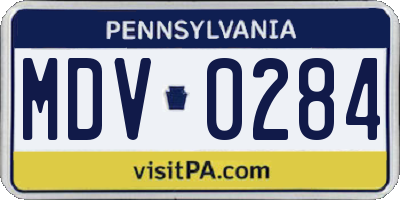 PA license plate MDV0284