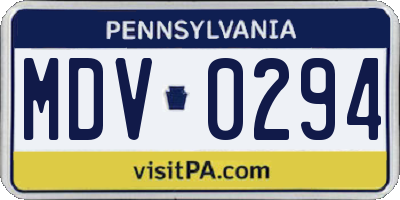 PA license plate MDV0294