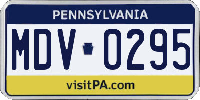 PA license plate MDV0295