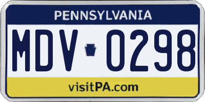 PA license plate MDV0298