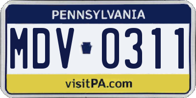 PA license plate MDV0311