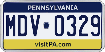 PA license plate MDV0329