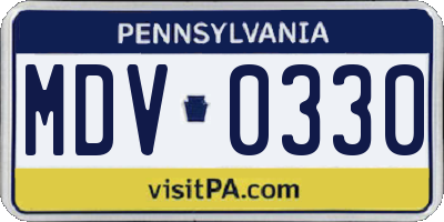 PA license plate MDV0330