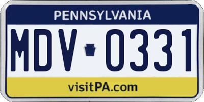 PA license plate MDV0331