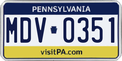 PA license plate MDV0351