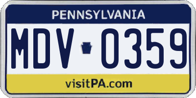 PA license plate MDV0359
