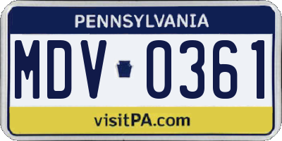 PA license plate MDV0361