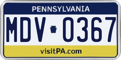 PA license plate MDV0367