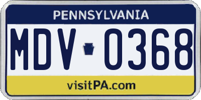 PA license plate MDV0368