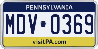 PA license plate MDV0369
