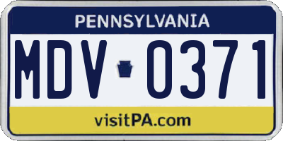 PA license plate MDV0371