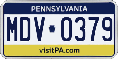 PA license plate MDV0379