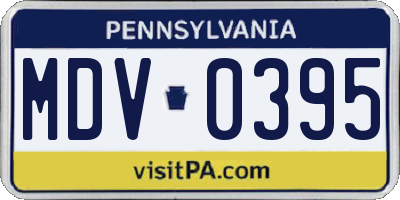 PA license plate MDV0395