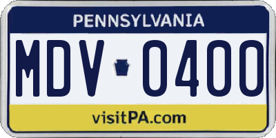 PA license plate MDV0400