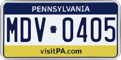 PA license plate MDV0405