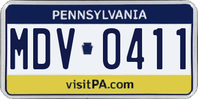 PA license plate MDV0411