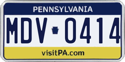 PA license plate MDV0414