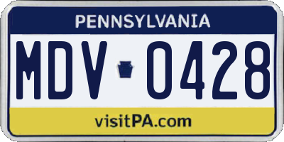 PA license plate MDV0428