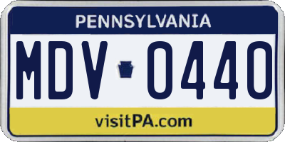 PA license plate MDV0440