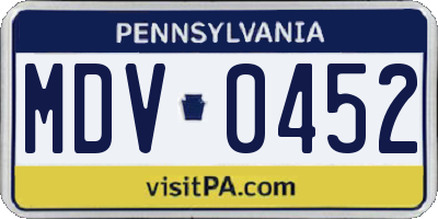 PA license plate MDV0452