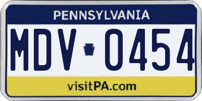 PA license plate MDV0454