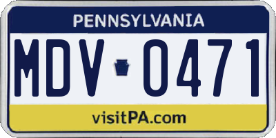 PA license plate MDV0471