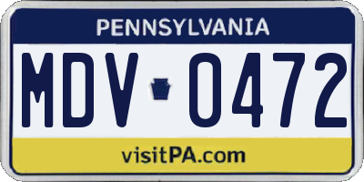 PA license plate MDV0472