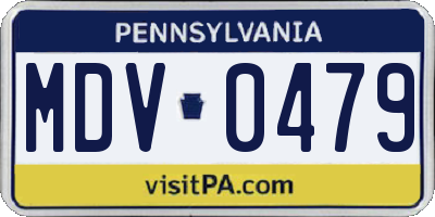 PA license plate MDV0479