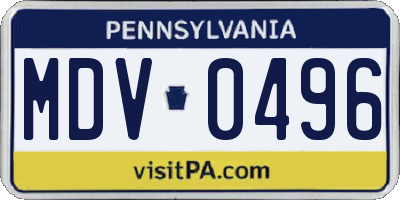 PA license plate MDV0496