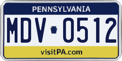 PA license plate MDV0512