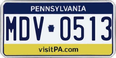 PA license plate MDV0513