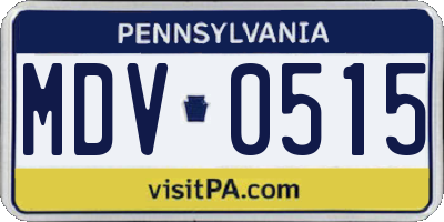 PA license plate MDV0515