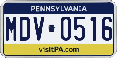 PA license plate MDV0516