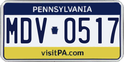 PA license plate MDV0517