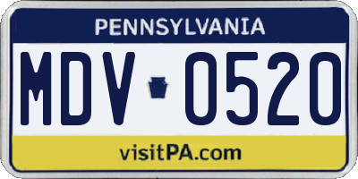 PA license plate MDV0520