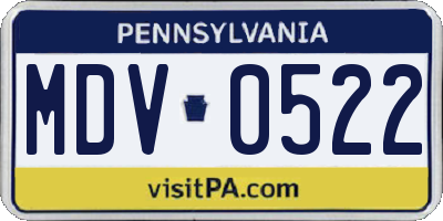 PA license plate MDV0522