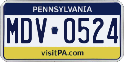 PA license plate MDV0524