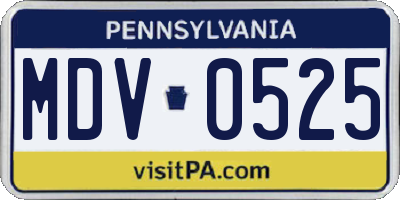 PA license plate MDV0525