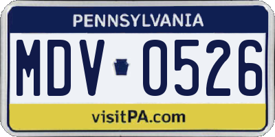 PA license plate MDV0526