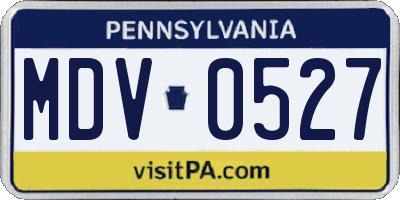 PA license plate MDV0527