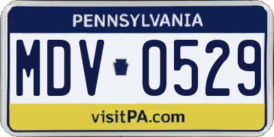 PA license plate MDV0529