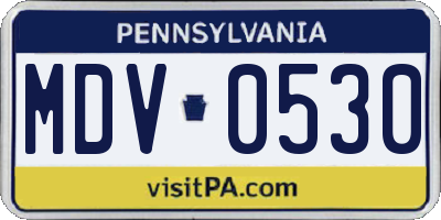 PA license plate MDV0530