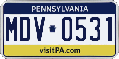 PA license plate MDV0531