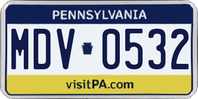 PA license plate MDV0532