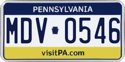 PA license plate MDV0546