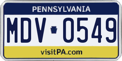 PA license plate MDV0549