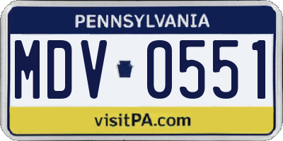 PA license plate MDV0551